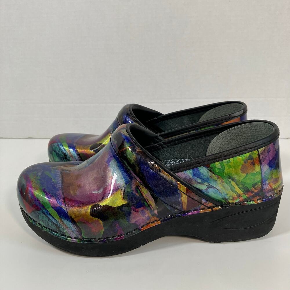 Dansko XP 2.0 Work Clogs Shoes EUR 37 Women 6.5 Color Wash Patent Multicolor